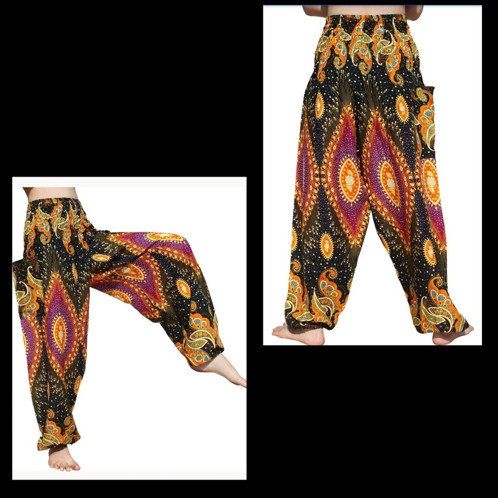 🚫SOLD🚫Harem Crop Pants Pocket XL•NWT Boho Print